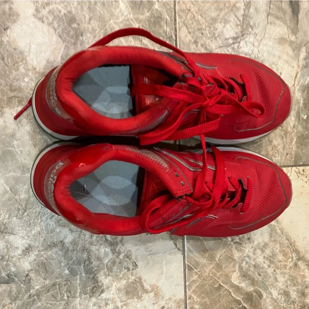 New Balance 574 Shoes Mens 9 Perforated Leather Mercury Red Sneakers ML574PR